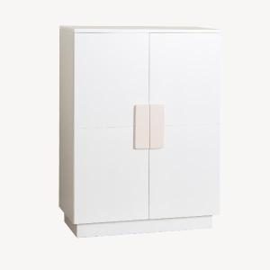 Zapatero lacado blanco tirador visón 2 puertas con zocalo 120*80*36