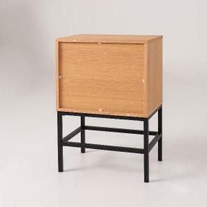 Mesita Push 2 cajon lacado roble base negra 48 cm