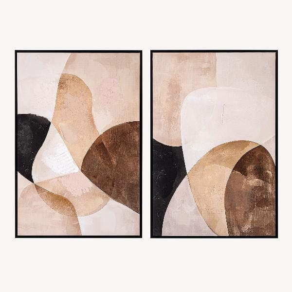 SET 2 CUADROS OLEO CON MARCO MADERA 60*90*3.5 CM