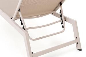 Bain de soleil inclinable Sofia, aluminium beige et textilène beige.