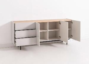 Buffet Pol laqué gris et placage chêne (KIT)