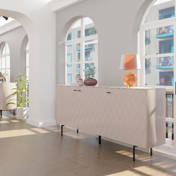 APARADOR DIAMOND 3 PUERTAS, VISAGRAS DE FRENO 182*80.5*40 CM. LACADO VISON