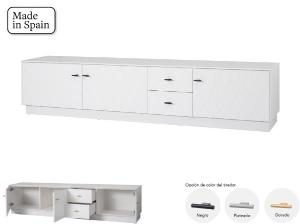 Mueble TV Diamond 3 P + 2 C lacado blanco 222*50*40 cm