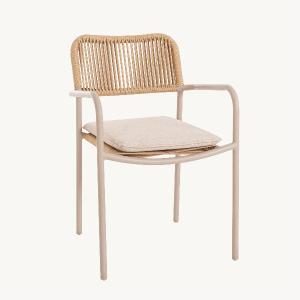 Silla Macarella blanca y asiento beige