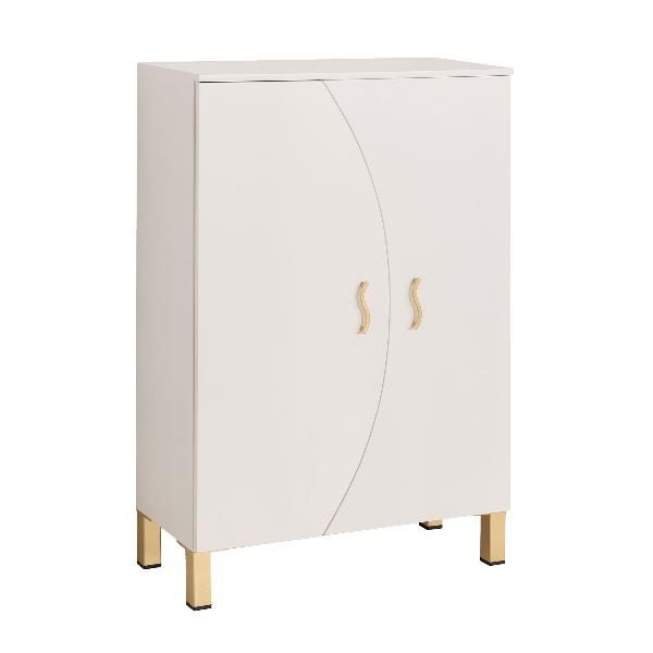 ZAPATERO LACADO BLANCO 2 PUERTAS, PATAS METAL. 110*74*33 CM