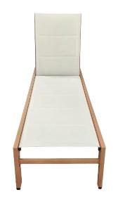 Tumbona Olivia, reclinable, aluminio efecto madera y textilene blanco
