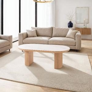 Mesa de sofá chapa roble y porcelánico