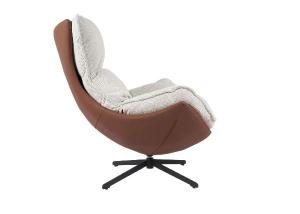 Sillón Hans giratorio 360º tapizado color terracota y beige. 102*102*87 cm