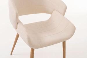 Greta chair, curved seat upholstered in beige