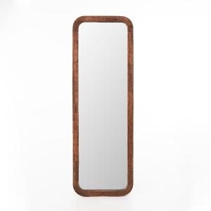Espejo de suelo con marco de madera nogal