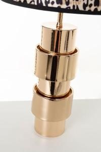 Lámpara de cerámica cromada oro. Pantalla animal print. 65*26*26 cm