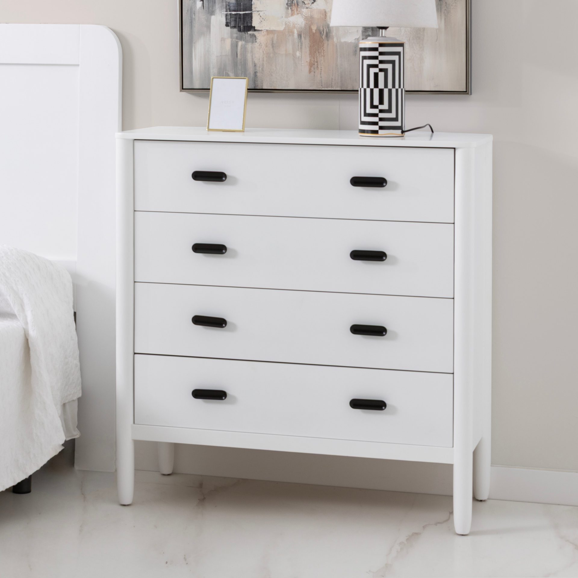 Florence 4-drawer dresser, white lacquer, 102 cm