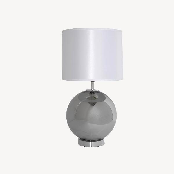 LAMPARA CRISTAL 48*25*25 CM. PANTALLA SEDA BLANCA