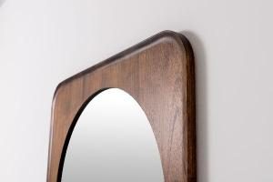 Square mirror walnut wood 120×120 cm
