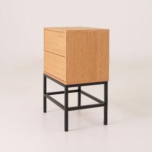 Mesita Push 2 cajon lacado roble base negra 48 cm