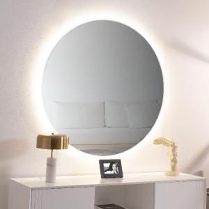 Espejo luz led resina blanco redondo 80 cm