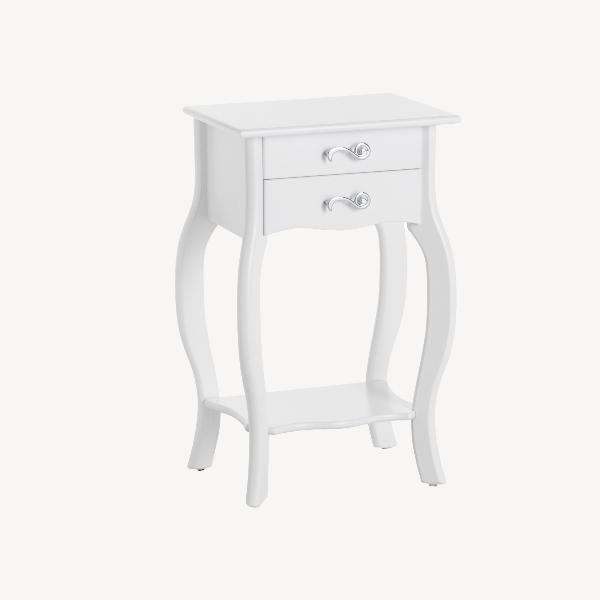 MESITA DE PINO ISABELINA 2 CAJONES. BLANCO LACADO. 42 X 69 X 30 CM