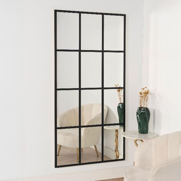 ESPEJO METAL VENTANA 180*90 CM. COLOR NEGRO (SE PUEDE COLGAR EN VERTICAL Y HORIZONTAL)