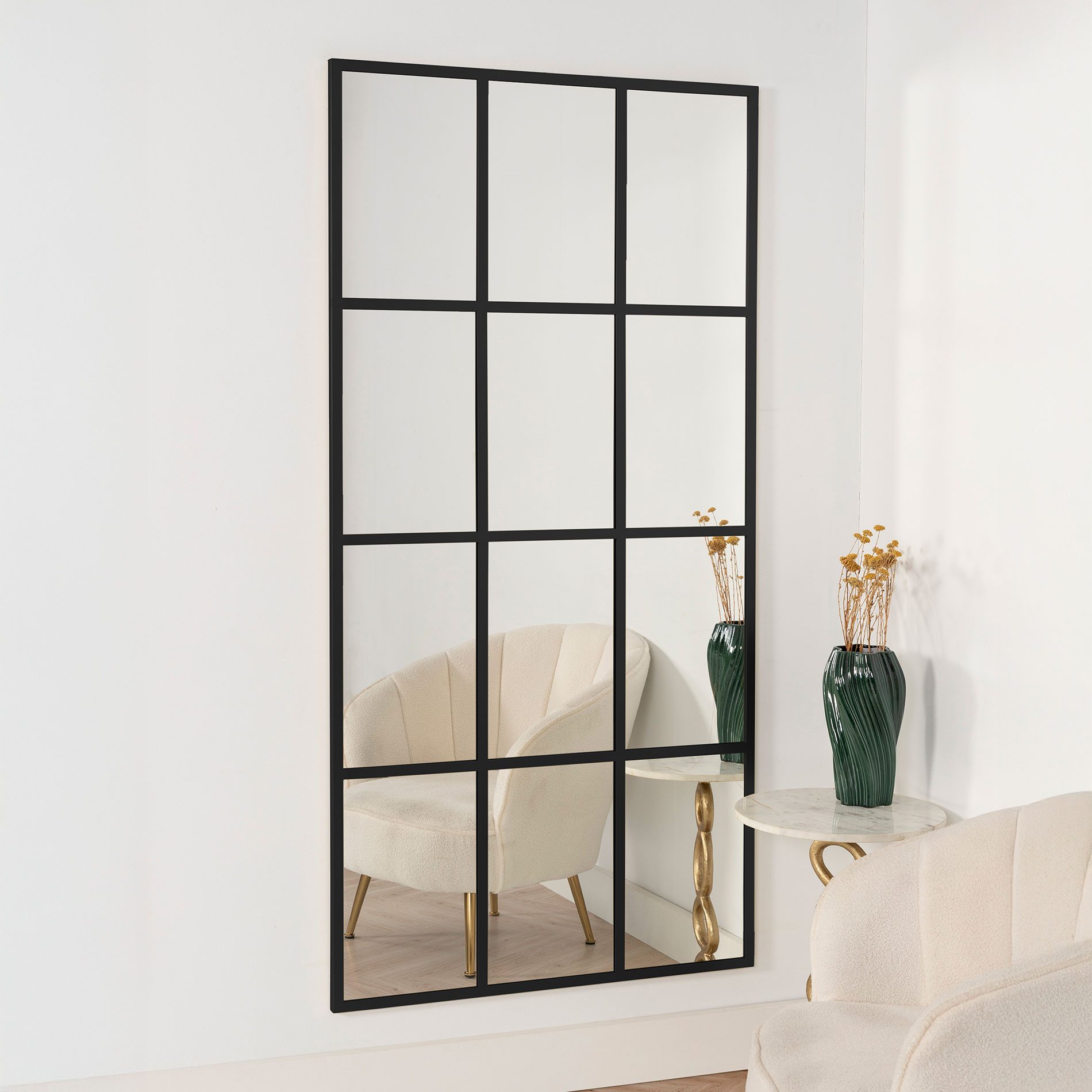 Espejo metal ventana negro 180*90
