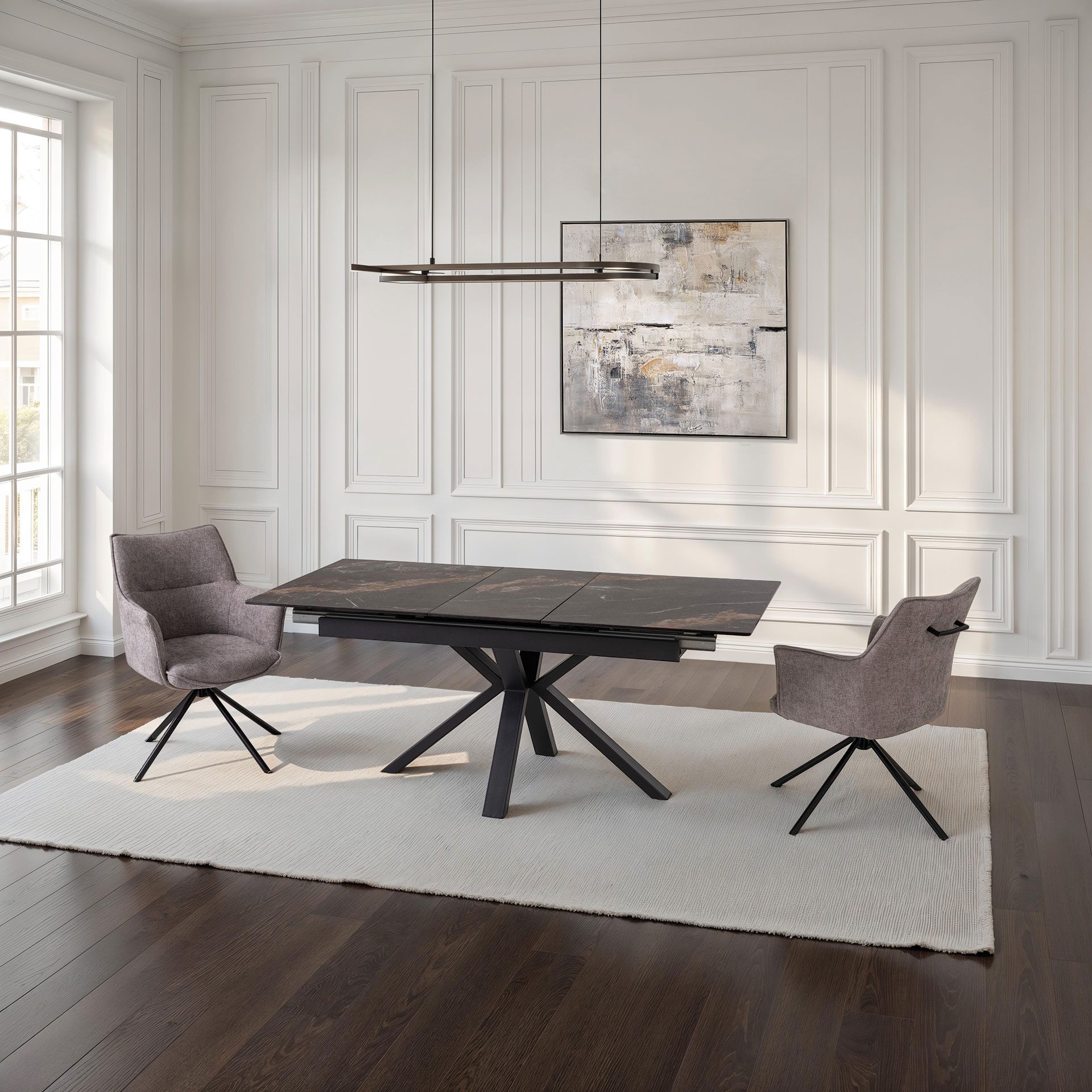 Table extensible avec plateau en porcelaine 140/180*85*76 cm
