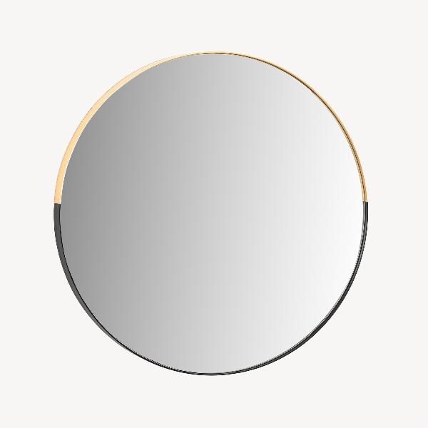 ESPEJO REDONDO MARCO FINO NEGRO-DORADO. 80*80CM
