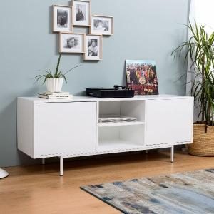 Mesita Push 2 cajon lacado blanco base oro 48 cm