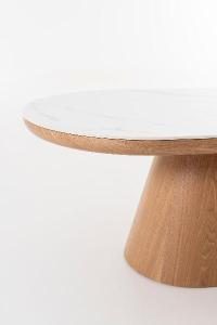 Mesa de sofá 120 cm. Chapa roble y porcelánico blanco