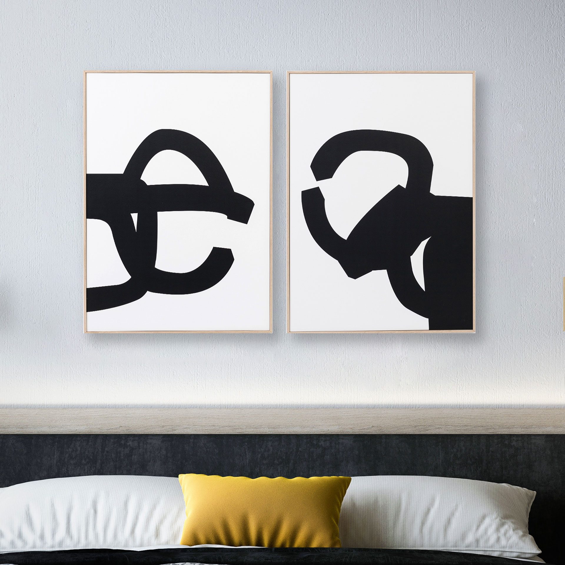 Set 2 cuadros con marco madera 50*70 cm/Ud.