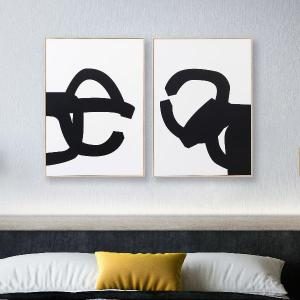 Set 2 cuadros con marco madera 50*70 cm/Ud.