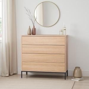 Mesita Push 2 cajon lacado blanco base oro 48 cm