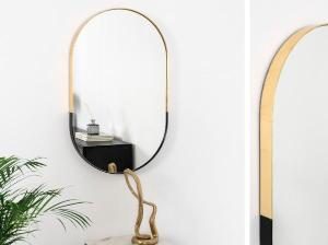 espejo ovalado negro y oro 44*72 cm