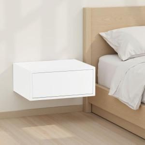 Mesita Push 2 cajon lacado blanco base oro 48 cm