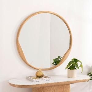 Espejo circular madera roble 90*90 cm