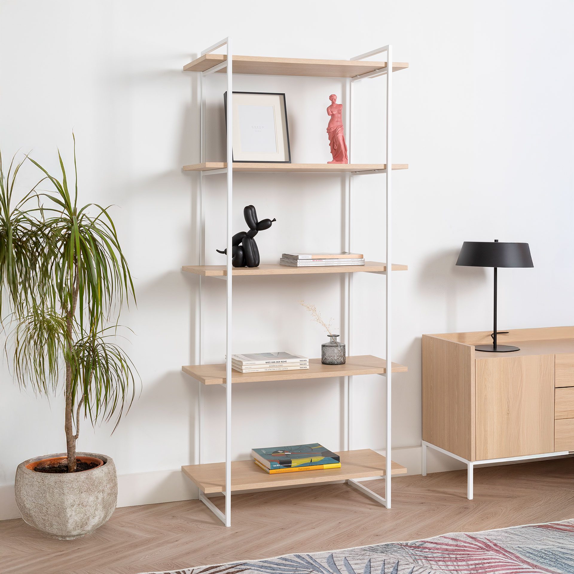 Estantería Dalt 2 bases metal blanco 80 cm