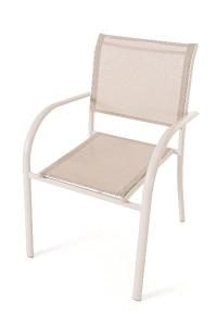 Silla Valentina apilable, aluminio beige y textilene beige