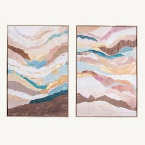 Set de 2 cuadros al óleo. Marco de madera. 60*90 cm/ud.