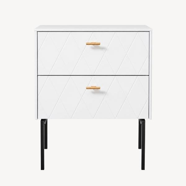 MESITA DIAMOND 2 CAJONES, GUIA FRENO (ANCHO 51 CM) 51*50.5*34 CM. LACADO BLANCO