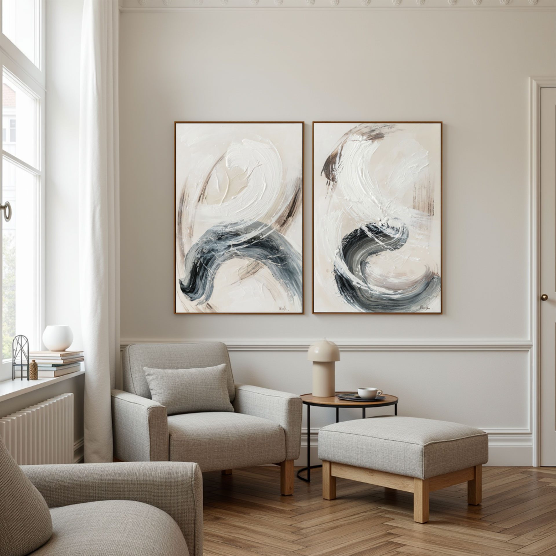 Set 2 cuadros oleo 60*90*3.5cm, marco madera