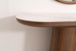 Consola 120 cm. Chapa nogal y pórcelanico blanco