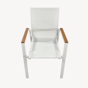 Silla Enma apilable, aluminio Blanco y textilene blanco