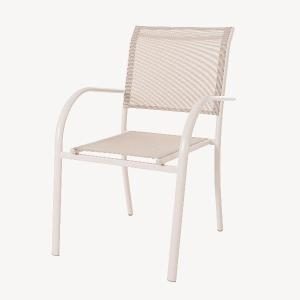 Silla Valentina apilable, aluminio beige y textilene beige