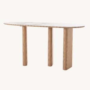 Consola Melani, chapa roble y porcelanico blanco