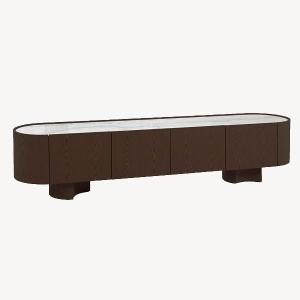 Mueble TV Pompeya chapa nogal y porcelánico 221 cm