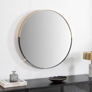 espejo redondo negro y oro 80*80 cm