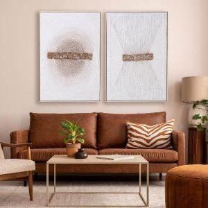 Set de 2 cuadros al óleo con marco de madera. 80*120 cm/ud.