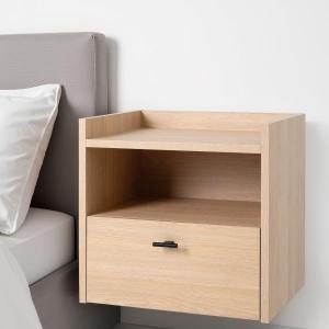 Petite table avec tiroir et plateau creux en mélaminé chêne à suspendre, 48 cm