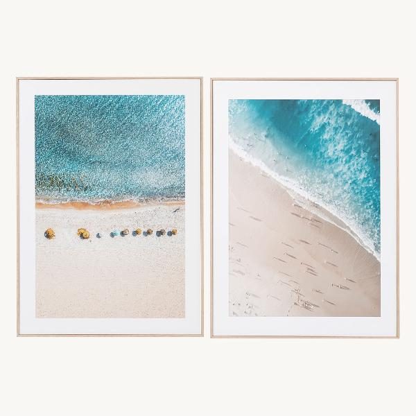 SET 2 LÁMINAS IMPRESAS 50X70CM. MARCO COLOR ROBLE