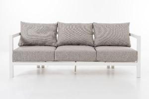 Set de terraza AVA. Extructura aluminio blanco y tejido beige