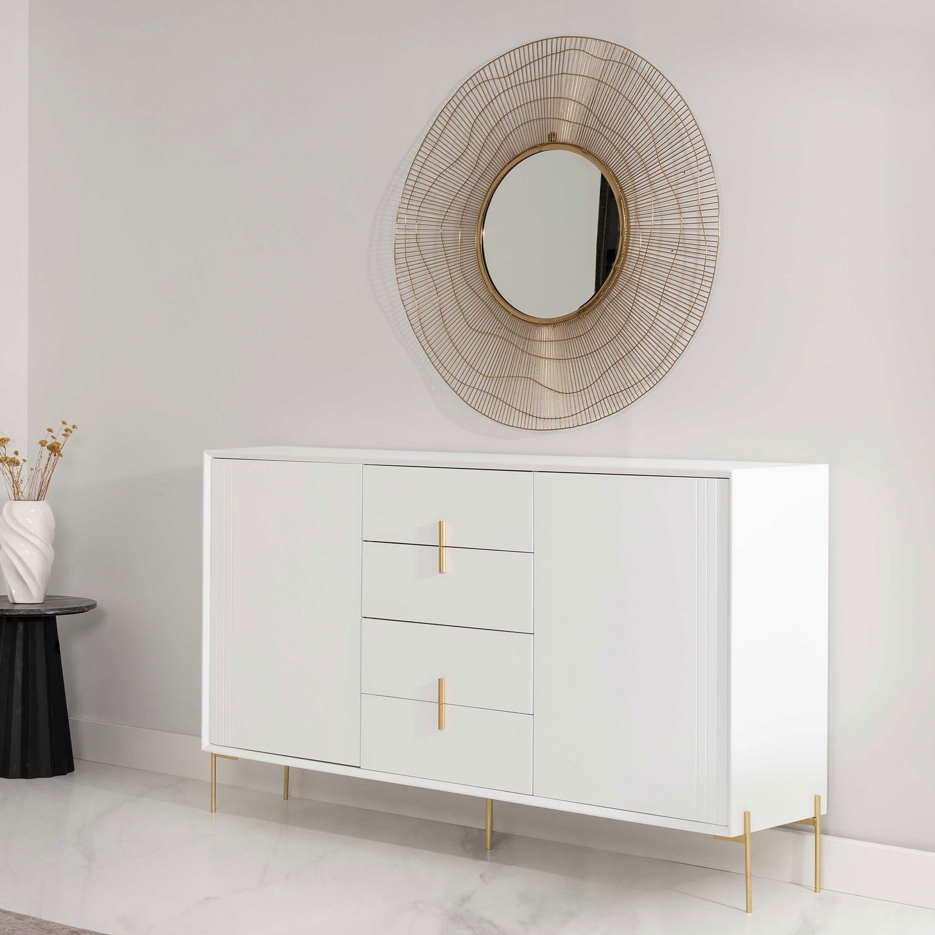 Credenza Milano con 4 cassetti e 2 ante, 160 cm