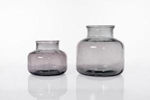 Set 2 floreros Aloha 23 cm, cristal reciclado, color gris